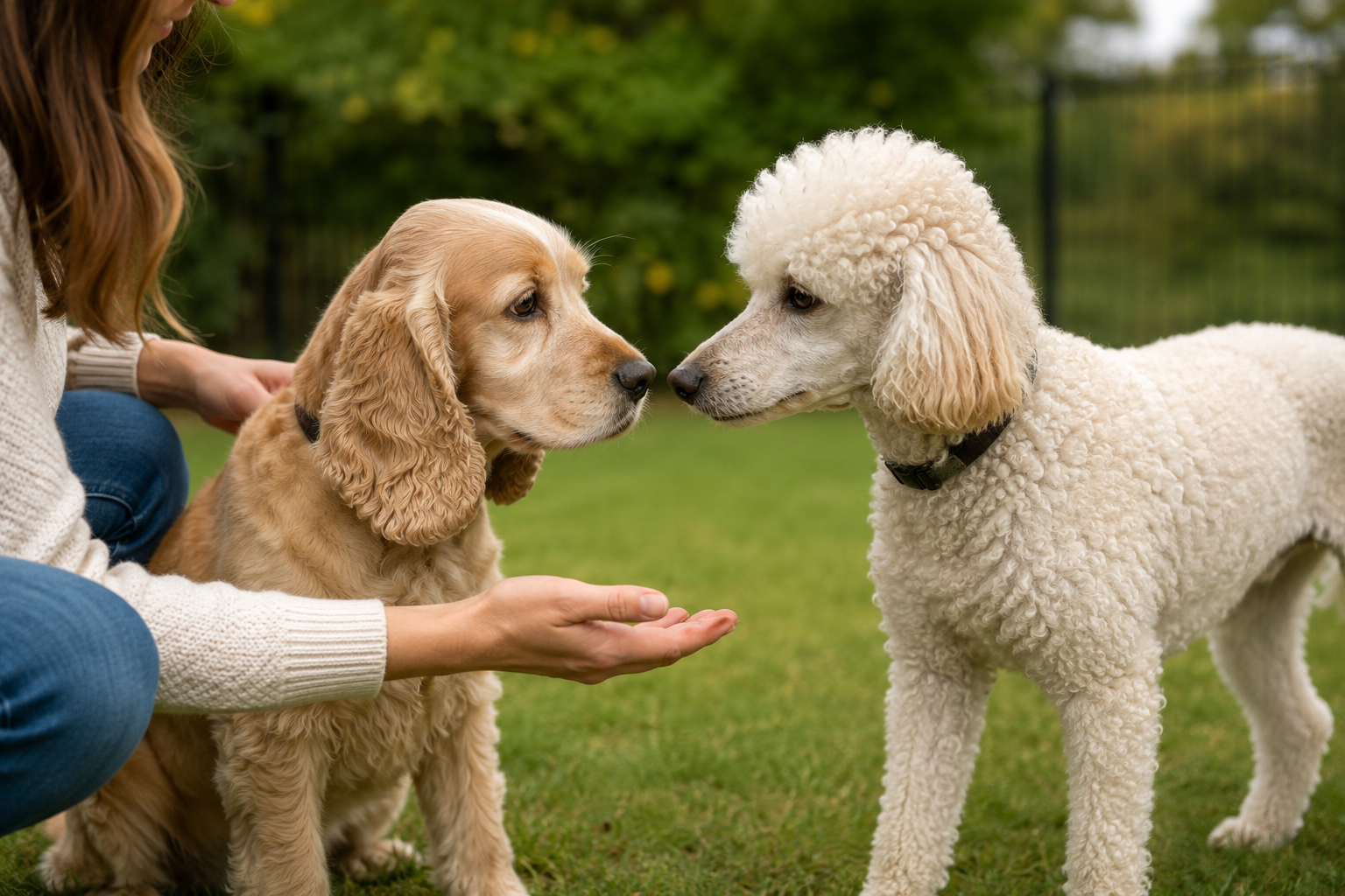 Cocker Spaniel and Poodle parent dogs representing the family background of a Cockapoo puppy